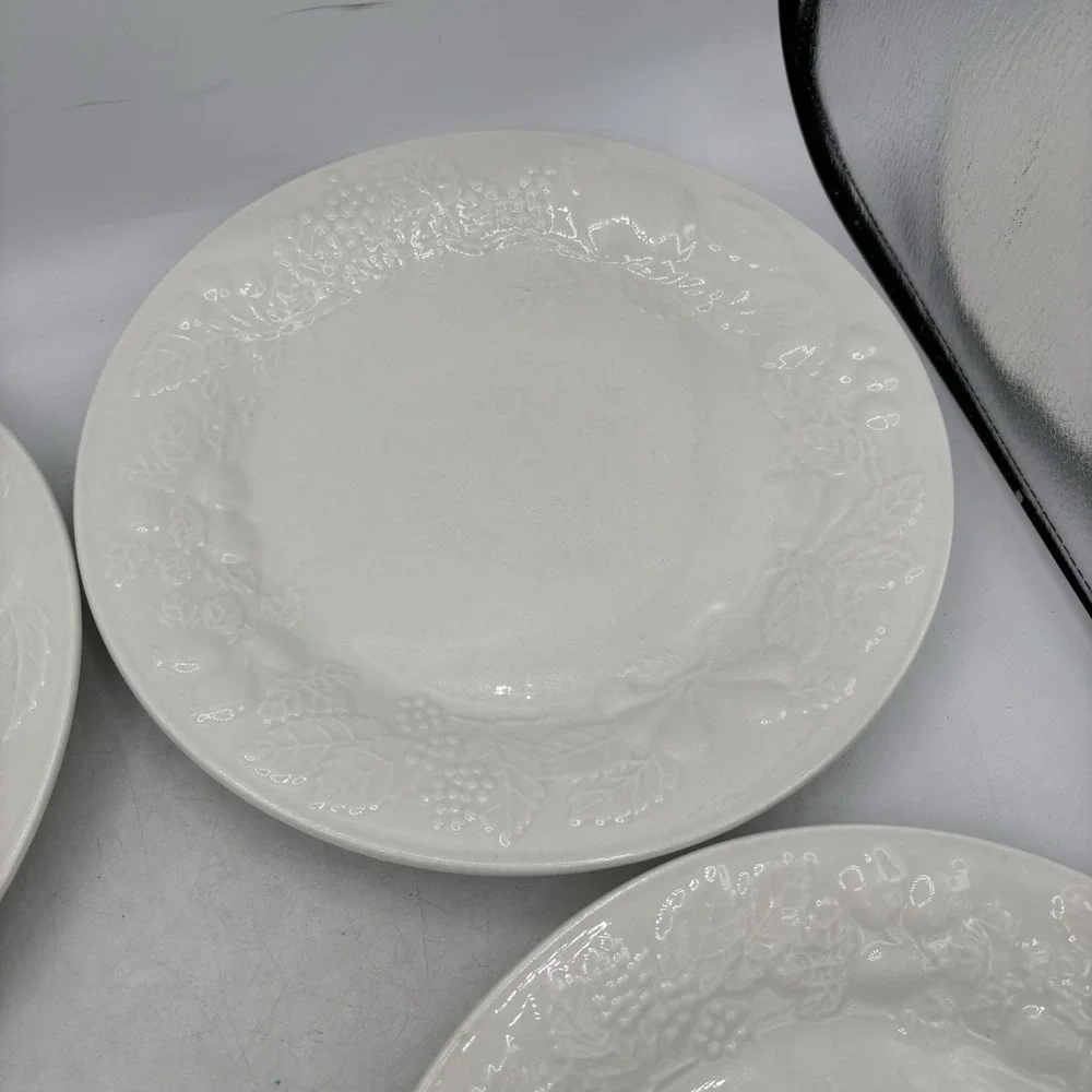 Gibson Dinner Plates Flourish White Embossed Fruit 10